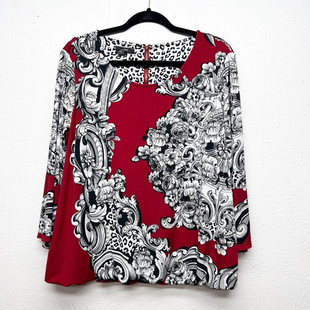 Alfani Bubble Hem Foral 3/4 Sleeve Top Womens XL Career Office Work Party Dressy